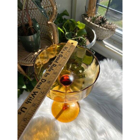 Empoli Large Vintage Amber candy jar thin Italian Art Glass - Picture 3 of 6